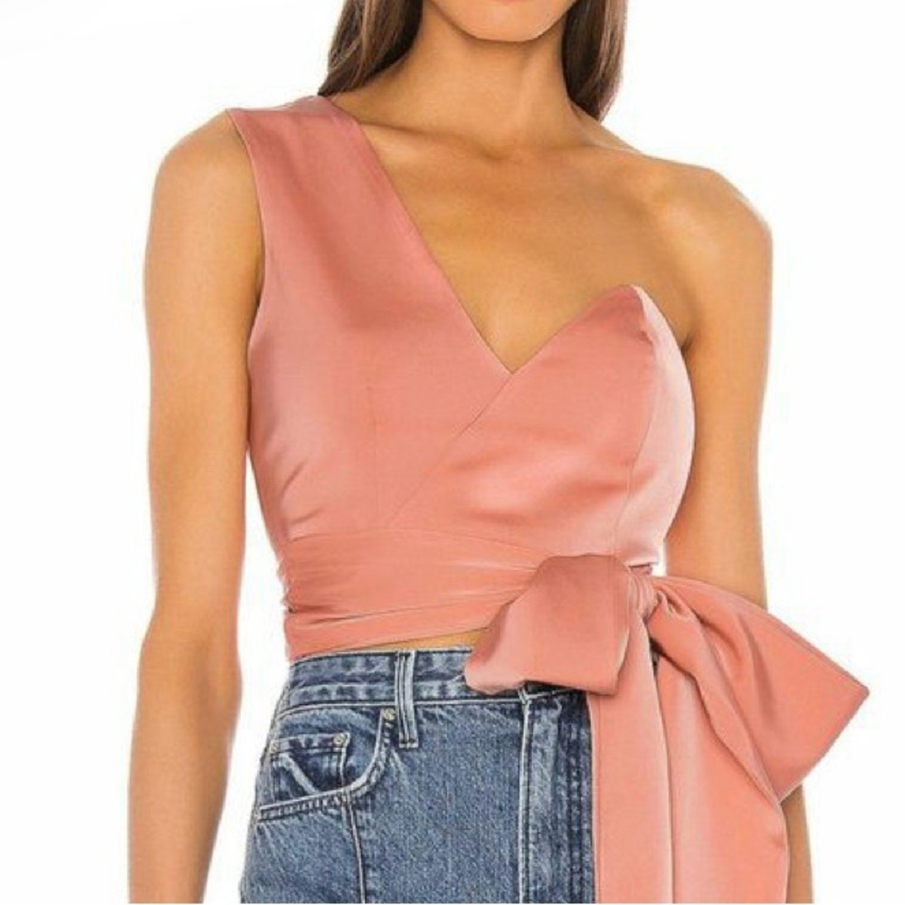 NWT Revolve NBD Jasper wrap one shoulder blush top, XS (bin L)